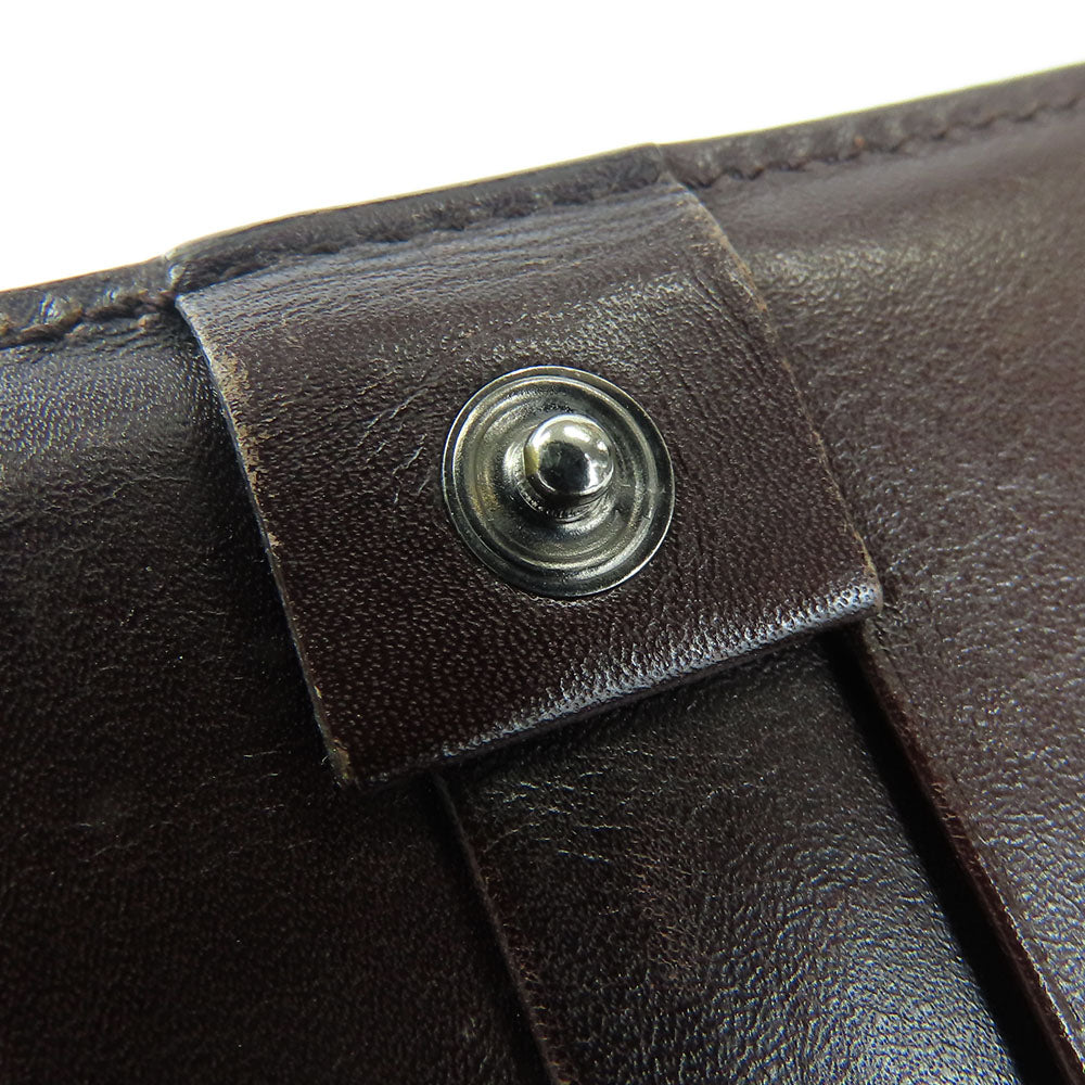 GUCCI Bifold Wallet 146229 Sima leather Dark brown Women Used Authentic