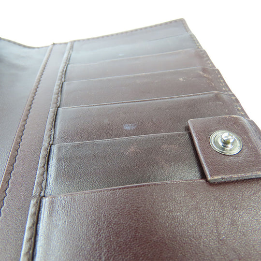 GUCCI Bifold Wallet 146229 Sima leather Dark brown Women Used Authentic