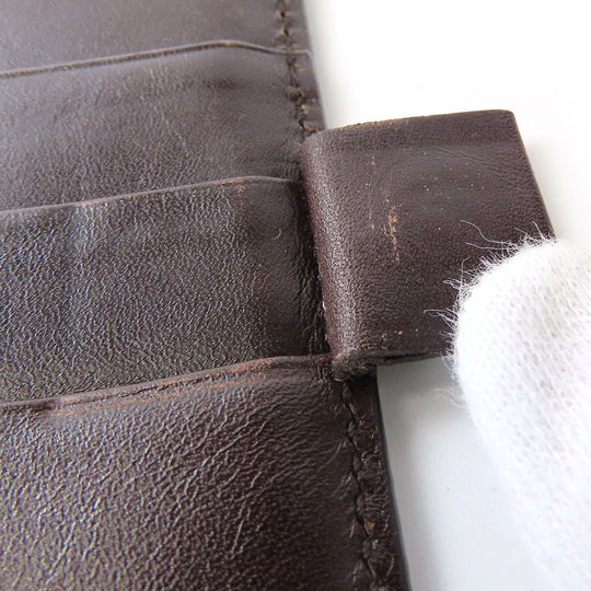 GUCCI Bifold Wallet 146229 Sima leather Dark brown Women Used Authentic