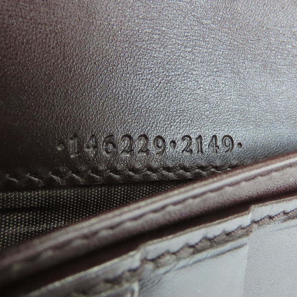 GUCCI Bifold Wallet 146229 Sima leather Dark brown Women Used Authentic
