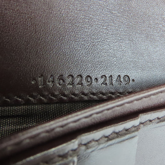 GUCCI Bifold Wallet 146229 Sima leather Dark brown Women Used Authentic
