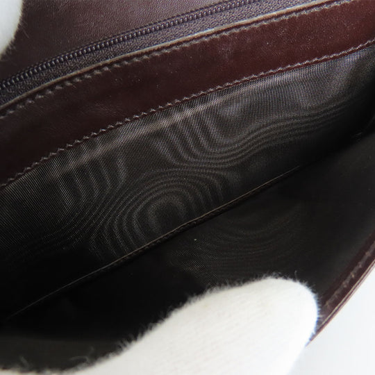 GUCCI Bifold Wallet 146229 Sima leather Dark brown Women Used Authentic