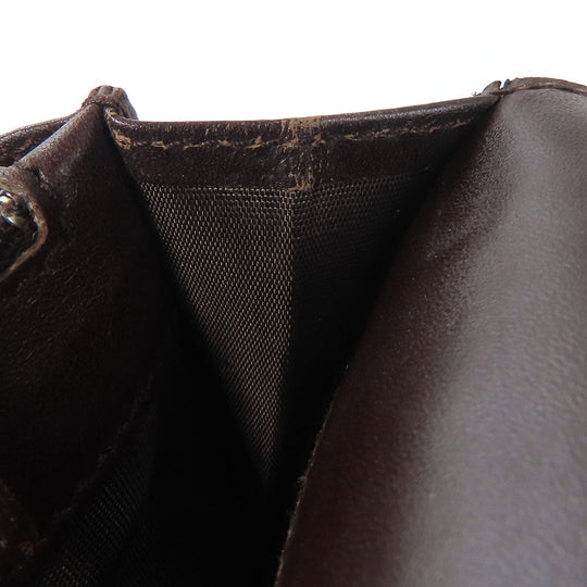 GUCCI Bifold Wallet 146229 Sima leather Dark brown Women Used Authentic