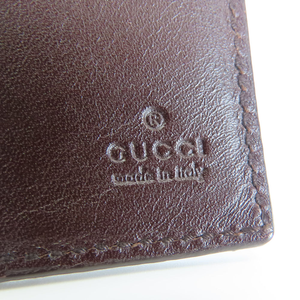 GUCCI Bifold Wallet 146229 Sima leather Dark brown Women Used Authentic