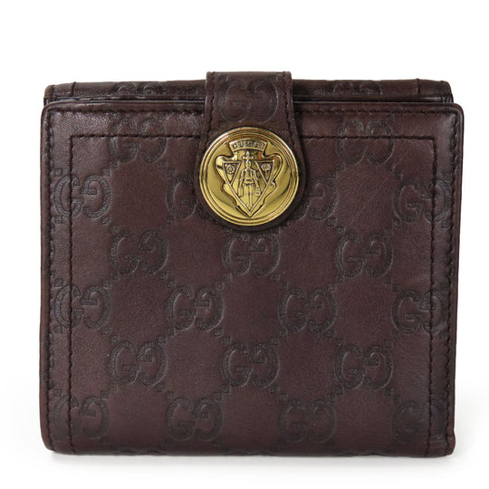 GUCCI Bifold Wallet 190349 Sima leather Dark brown Women Used Authentic