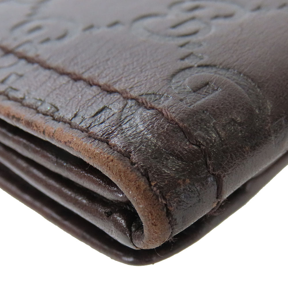 GUCCI Bifold Wallet 190349 Sima leather Dark brown Women Used Authentic