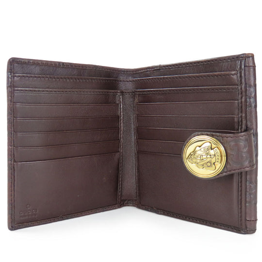 GUCCI Bifold Wallet 190349 Sima leather Dark brown Women Used Authentic