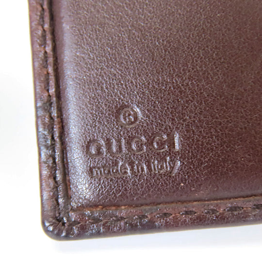 GUCCI Bifold Wallet 190349 Sima leather Dark brown Women Used Authentic