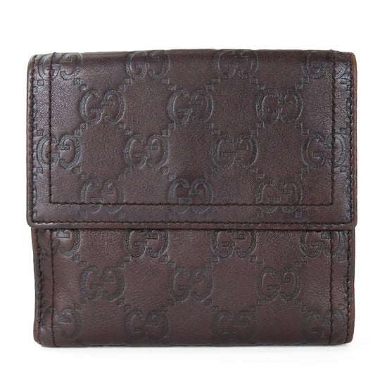 GUCCI Bifold Wallet 190349 Sima leather Dark brown Women Used Authentic