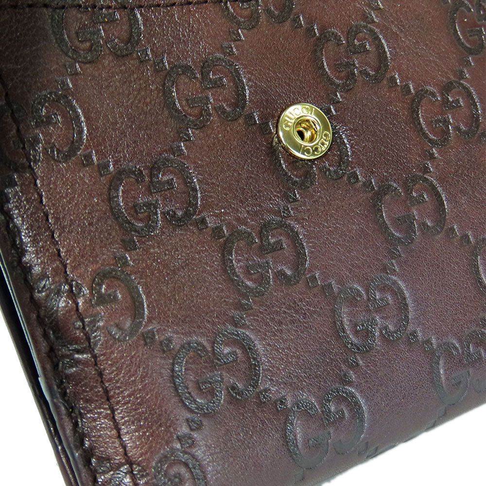 GUCCI Bifold Wallet 190349 Sima leather Dark brown Women Used Authentic