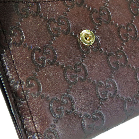 GUCCI Bifold Wallet 190349 Sima leather Dark brown Women Used Authentic
