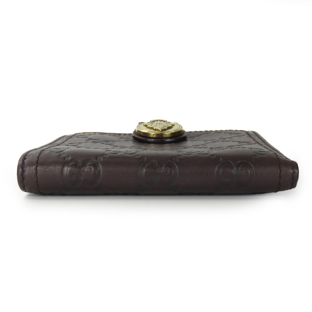 GUCCI Bifold Wallet 190349 Sima leather Dark brown Women Used Authentic