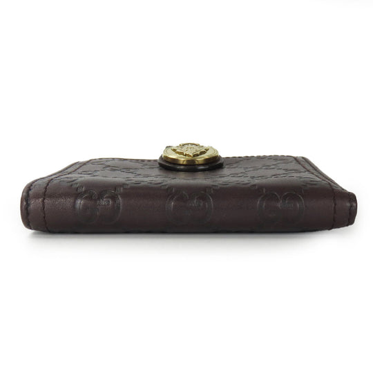 GUCCI Bifold Wallet 190349 Sima leather Dark brown Women Used Authentic