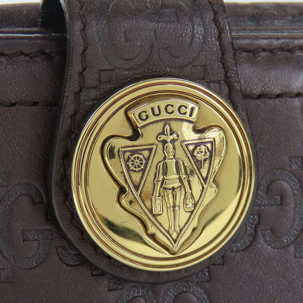 GUCCI Bifold Wallet 190349 Sima leather Dark brown Women Used Authentic