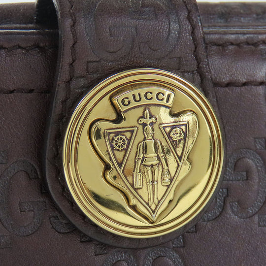 GUCCI Bifold Wallet 190349 Sima leather Dark brown Women Used Authentic