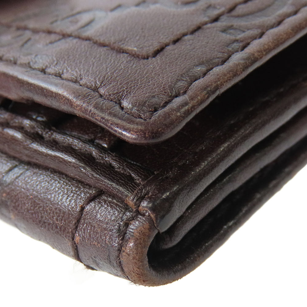 GUCCI Bifold Wallet 190349 Sima leather Dark brown Women Used Authentic