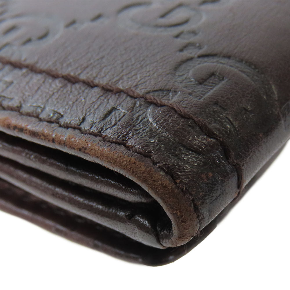 GUCCI Bifold Wallet 190349 Sima leather Dark brown Women Used Authentic