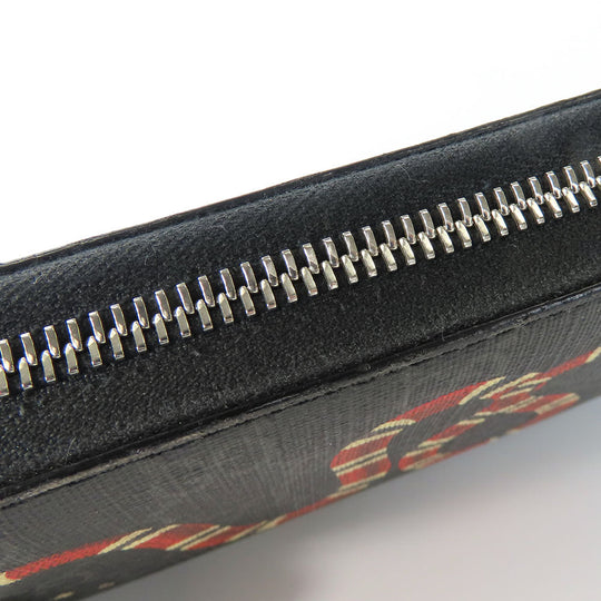 GUCCI Long Wallet Purse 451273 GG Supreme Canvas Black type Zip Around mens Used Authentic