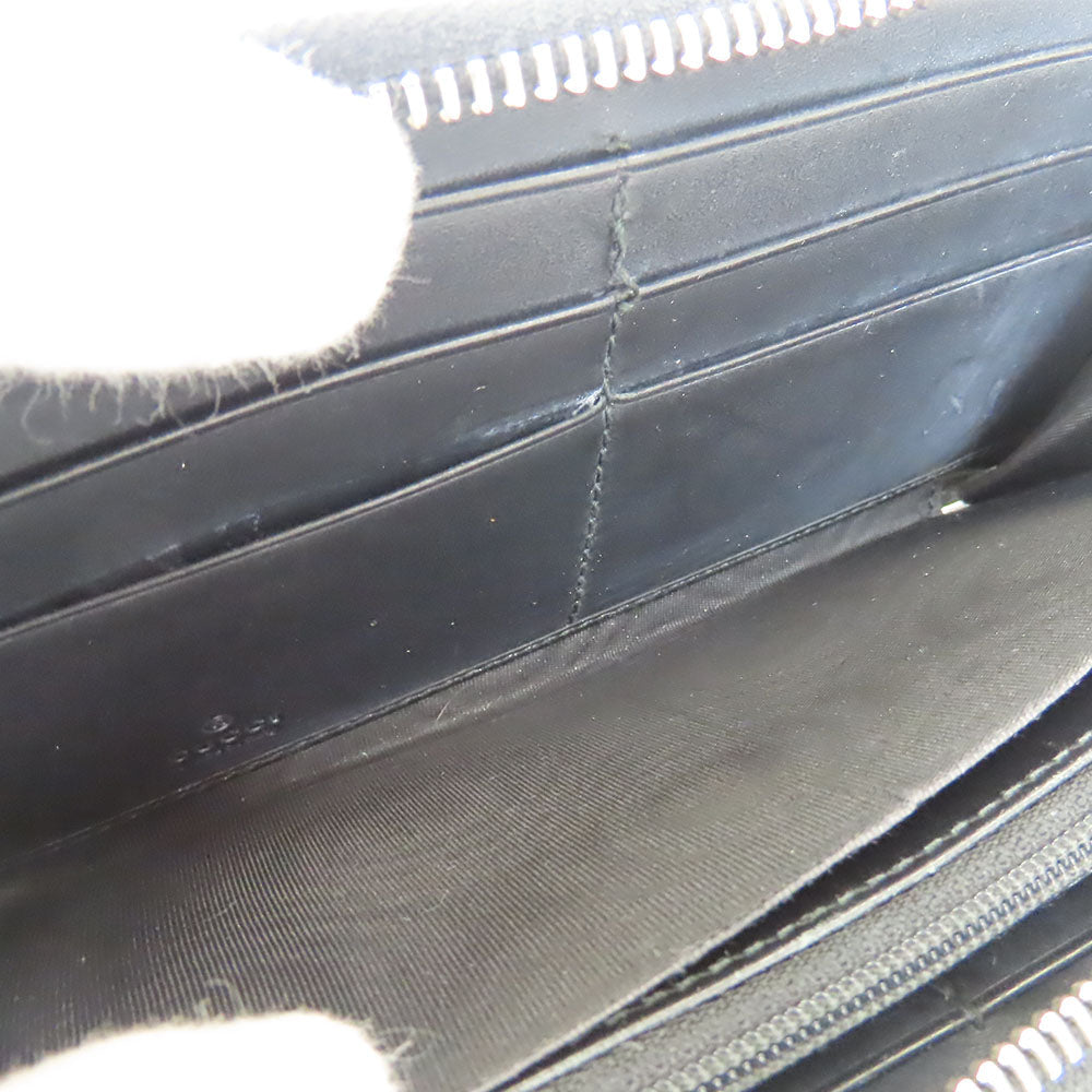 GUCCI Long Wallet Purse 451273 GG Supreme Canvas Black type Zip Around mens Used Authentic