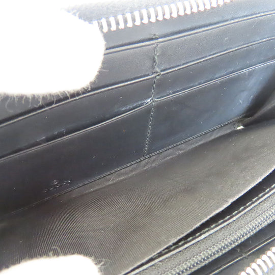 GUCCI Long Wallet Purse 451273 GG Supreme Canvas Black type Zip Around mens Used Authentic