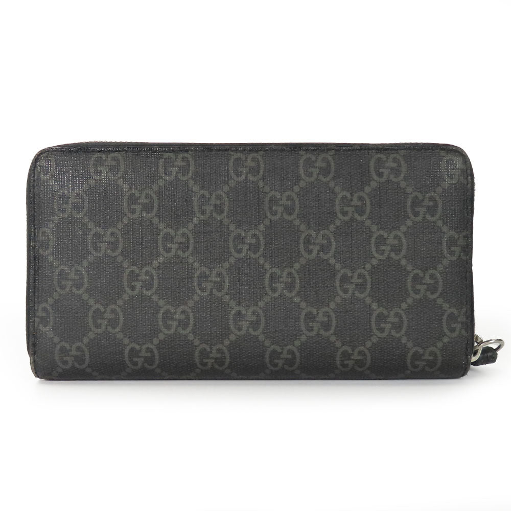 GUCCI Long Wallet Purse 451273 GG Supreme Canvas Black type Zip Around mens Used Authentic