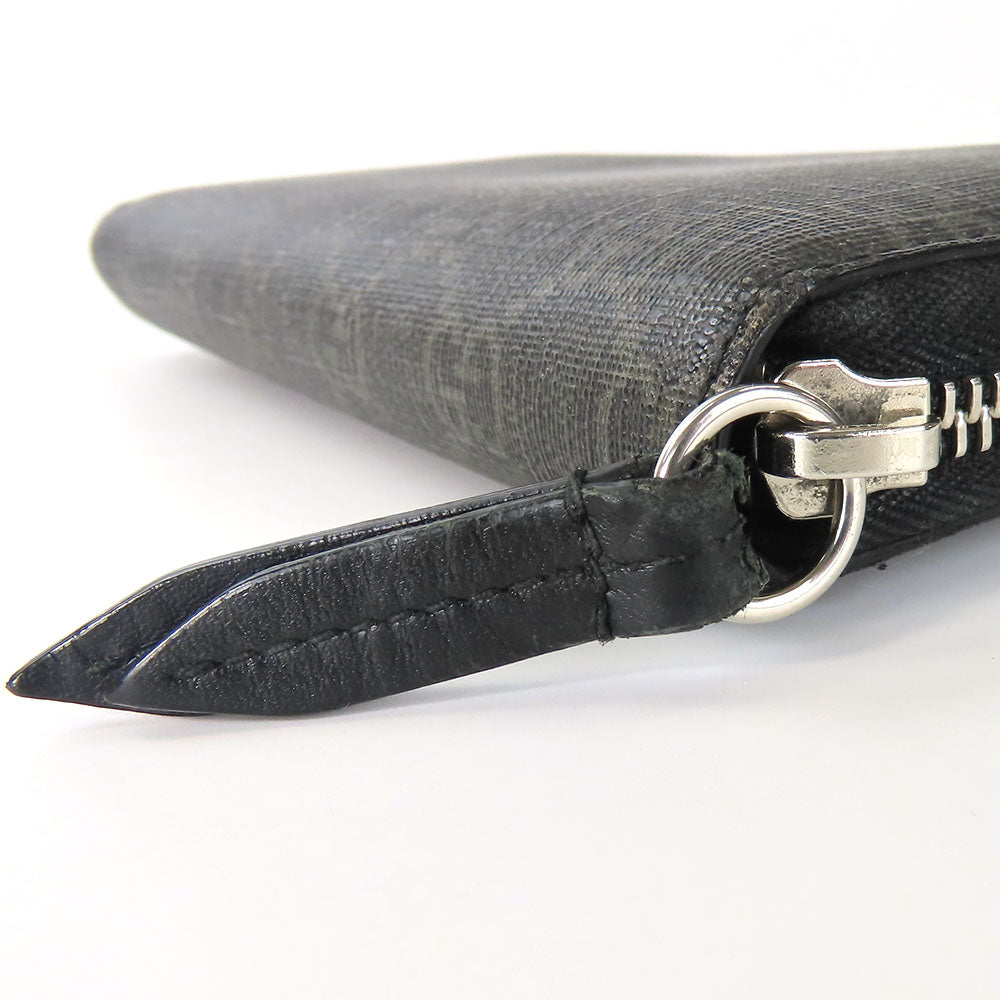 GUCCI Long Wallet Purse 451273 GG Supreme Canvas Black type Zip Around mens Used Authentic