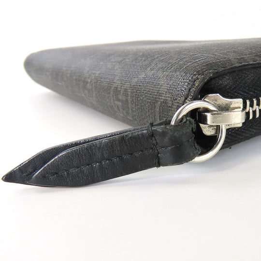 GUCCI Long Wallet Purse 451273 GG Supreme Canvas Black type Zip Around mens Used Authentic