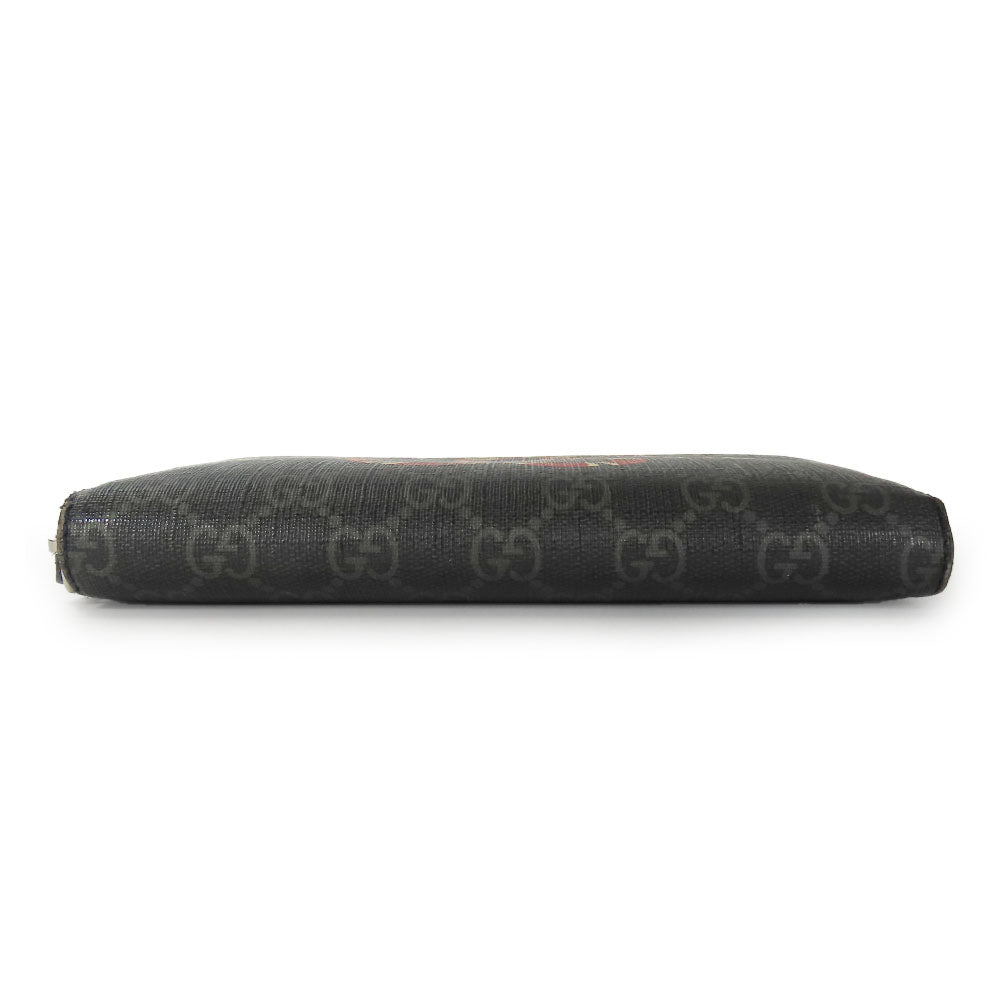 GUCCI Long Wallet Purse 451273 GG Supreme Canvas Black type Zip Around mens Used Authentic