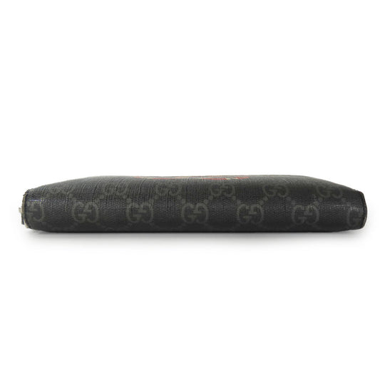 GUCCI Long Wallet Purse 451273 GG Supreme Canvas Black type Zip Around mens Used Authentic