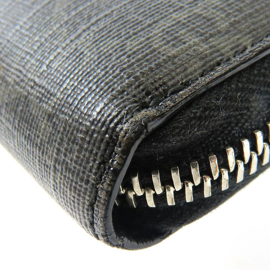 GUCCI Long Wallet Purse 451273 GG Supreme Canvas Black type Zip Around mens Used Authentic
