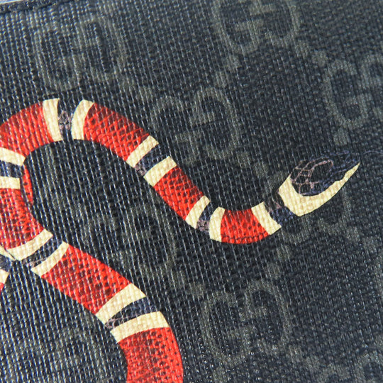 GUCCI Long Wallet Purse 451273 GG Supreme Canvas Black type Zip Around mens Used Authentic