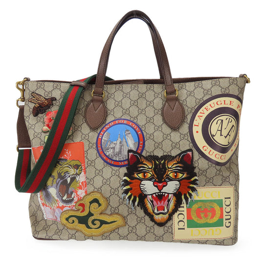 GUCCI Handbag 474085 GG Supreme canvas, leather beige Sherry line Courier unisex(Unisex) Used Authentic