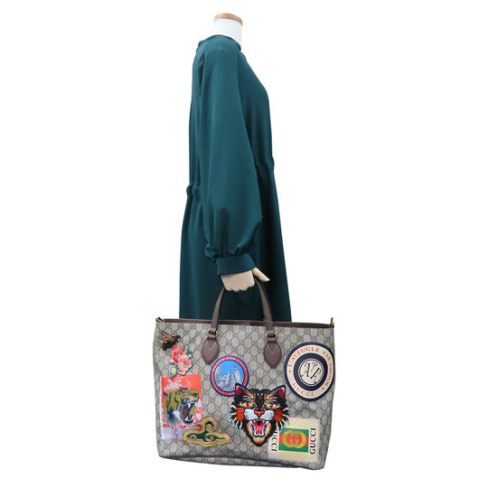 GUCCI Handbag 474085 GG Supreme canvas, leather beige Sherry line Courier unisex(Unisex) Used Authentic