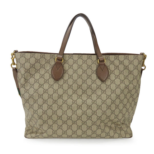 GUCCI Handbag 474085 GG Supreme canvas, leather beige Sherry line Courier unisex(Unisex) Used Authentic