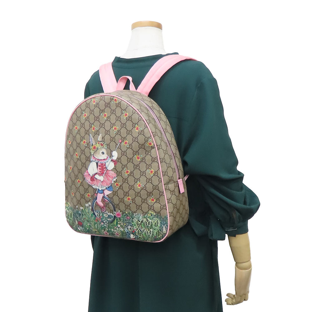 GUCCI Backpack 433578 GG Supreme Canvas beige Yuko Higuchi Women Used Authentic