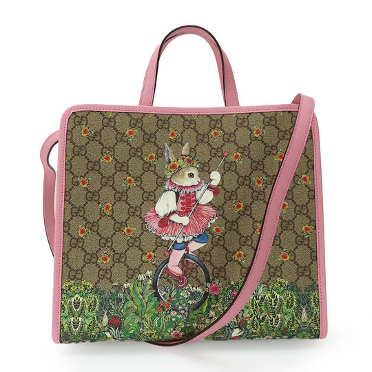 GUCCI Handbag 630542 GG Supreme canvas, leather beige Higuchi Yuko collaboration Women Used Authentic