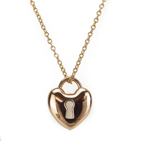 TIFFANY&Co. Necklace K18 Pink Gold Pink gold Heart lock Women Used Authentic
