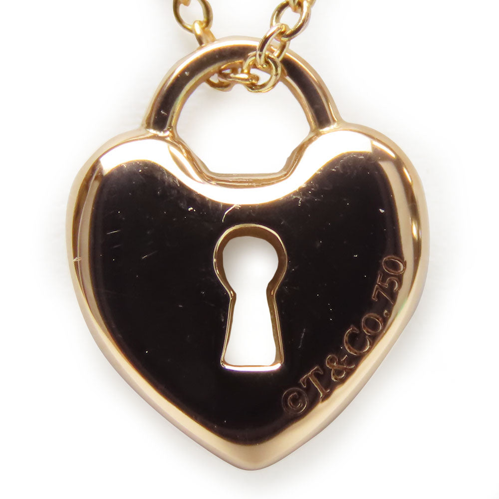TIFFANY&Co. Necklace K18 Pink Gold Pink gold Heart lock Women Used Authentic