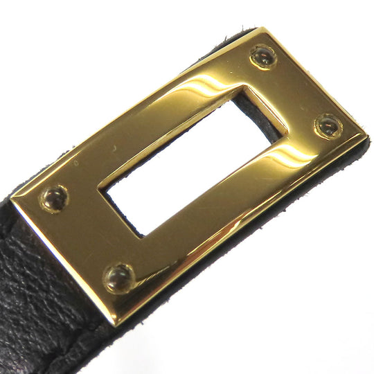 HERMES bracelet Leather, Metal black Kelly Women Used Authentic