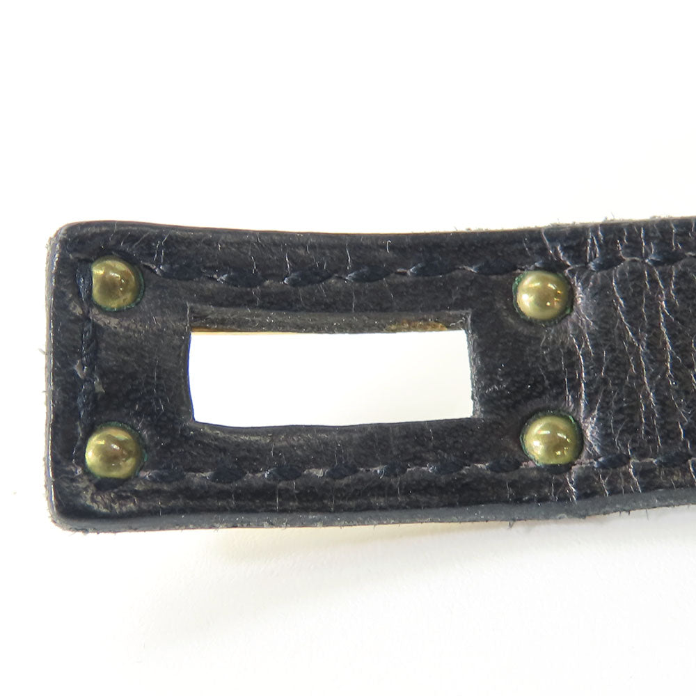 HERMES bracelet Leather, Metal black Kelly Women Used Authentic