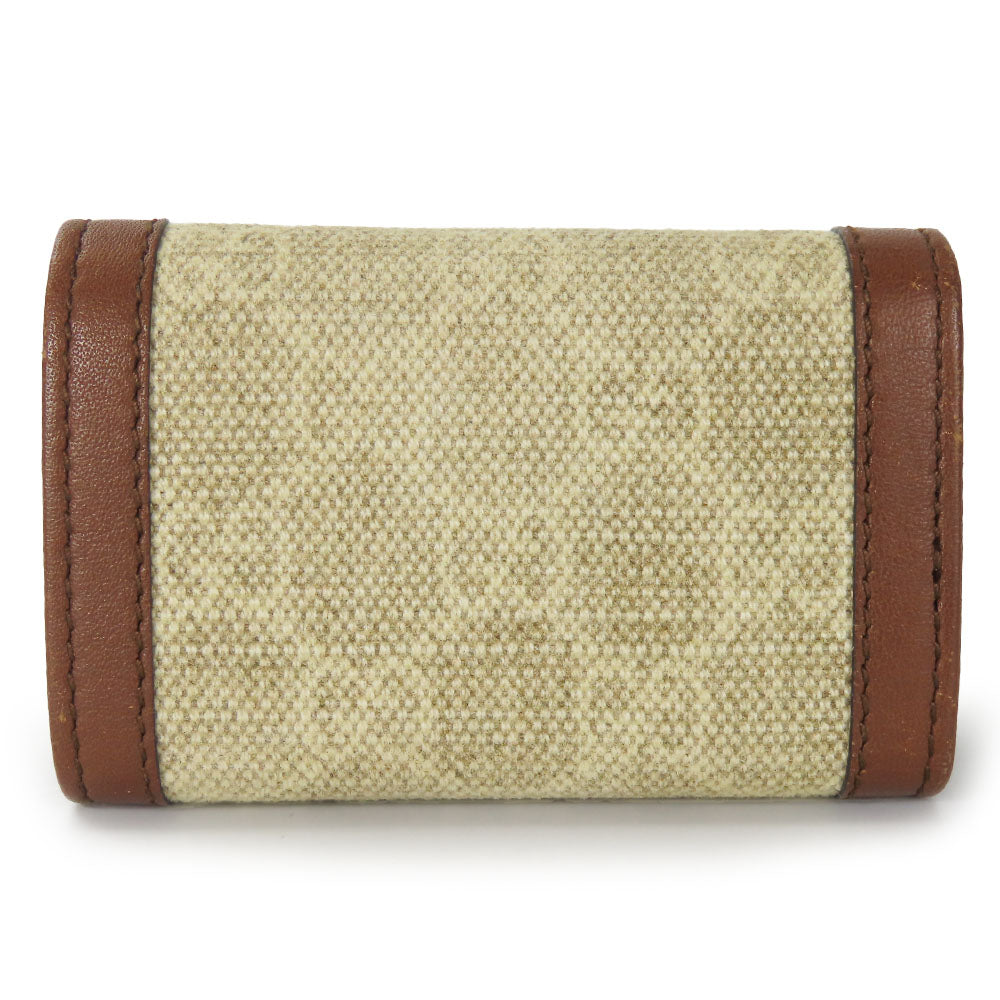 GUCCI Key case Key holder  282432 GG Canvas, Calfskin beige Interlocking Women Used Authentic