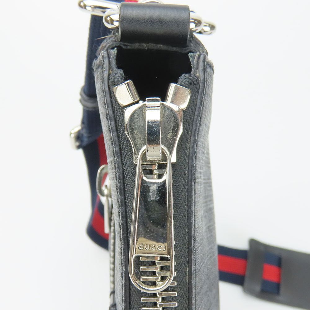 GUCCI Shoulder Bag 523599 GG Supreme canvas, leather black Small messenger bag mens Used Authentic
