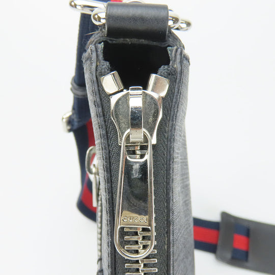 GUCCI Shoulder Bag 523599 GG Supreme canvas, leather black Small messenger bag mens Used Authentic