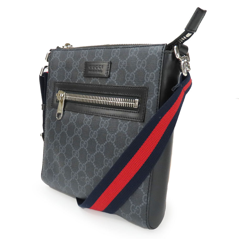 GUCCI Shoulder Bag 523599 GG Supreme canvas, leather black Small messenger bag mens Used Authentic