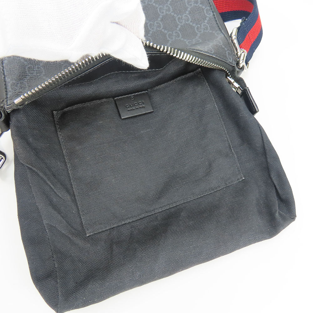 GUCCI Shoulder Bag 523599 GG Supreme canvas, leather black Small messenger bag mens Used Authentic