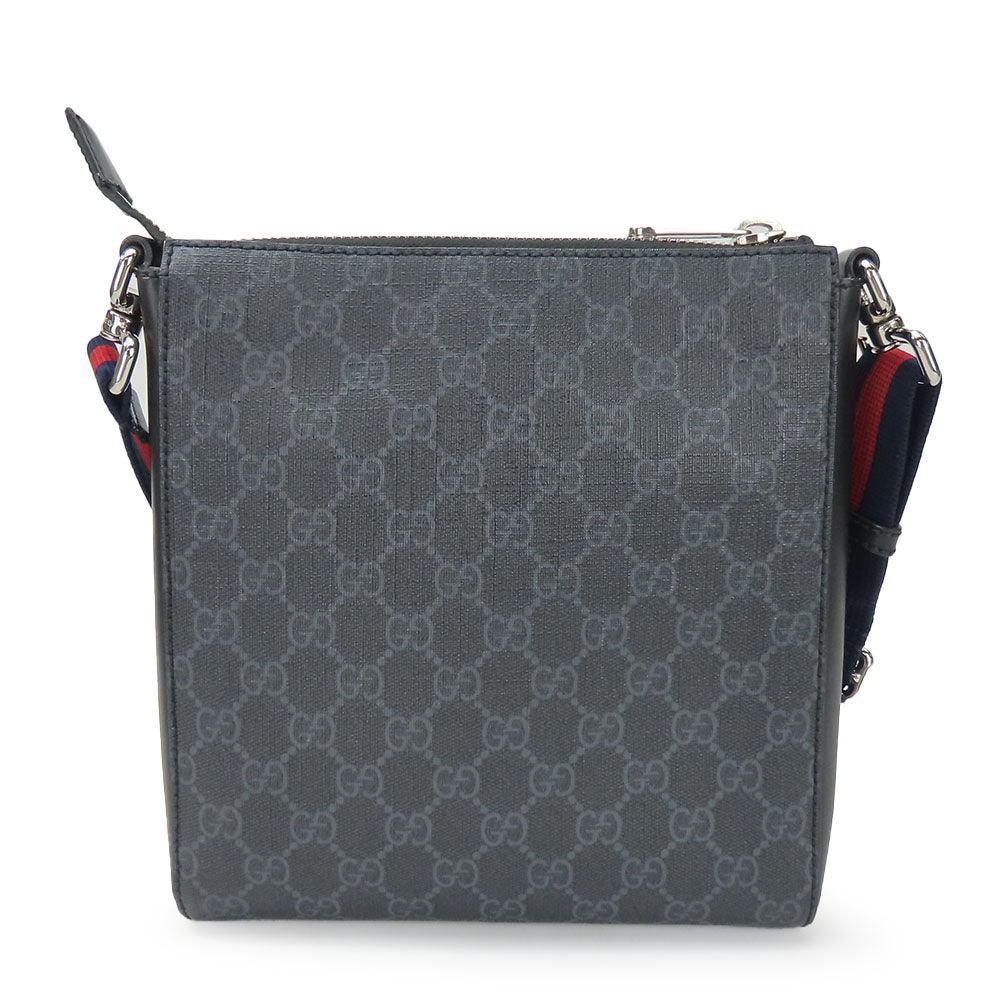 GUCCI Shoulder Bag 523599 GG Supreme canvas, leather black Small messenger bag mens Used Authentic