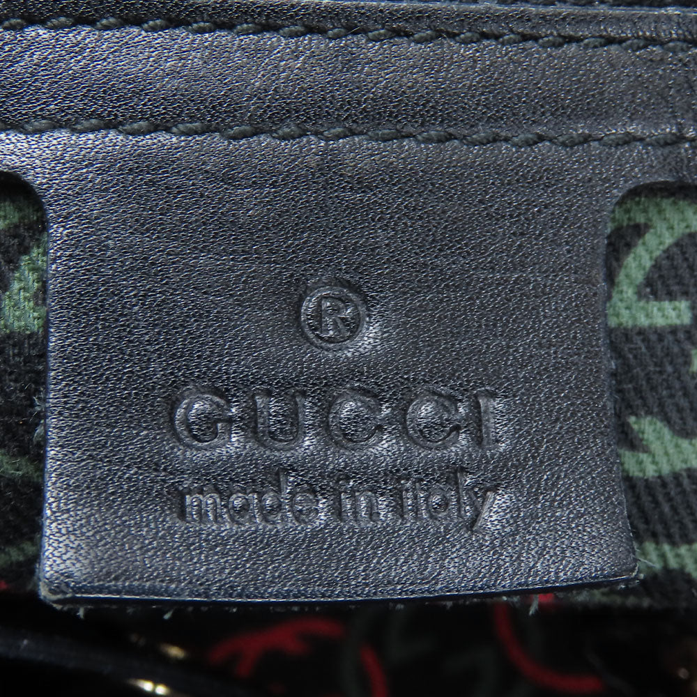 GUCCI Tote Bag 162094 leather black Newbrit Double G Women Used Authentic