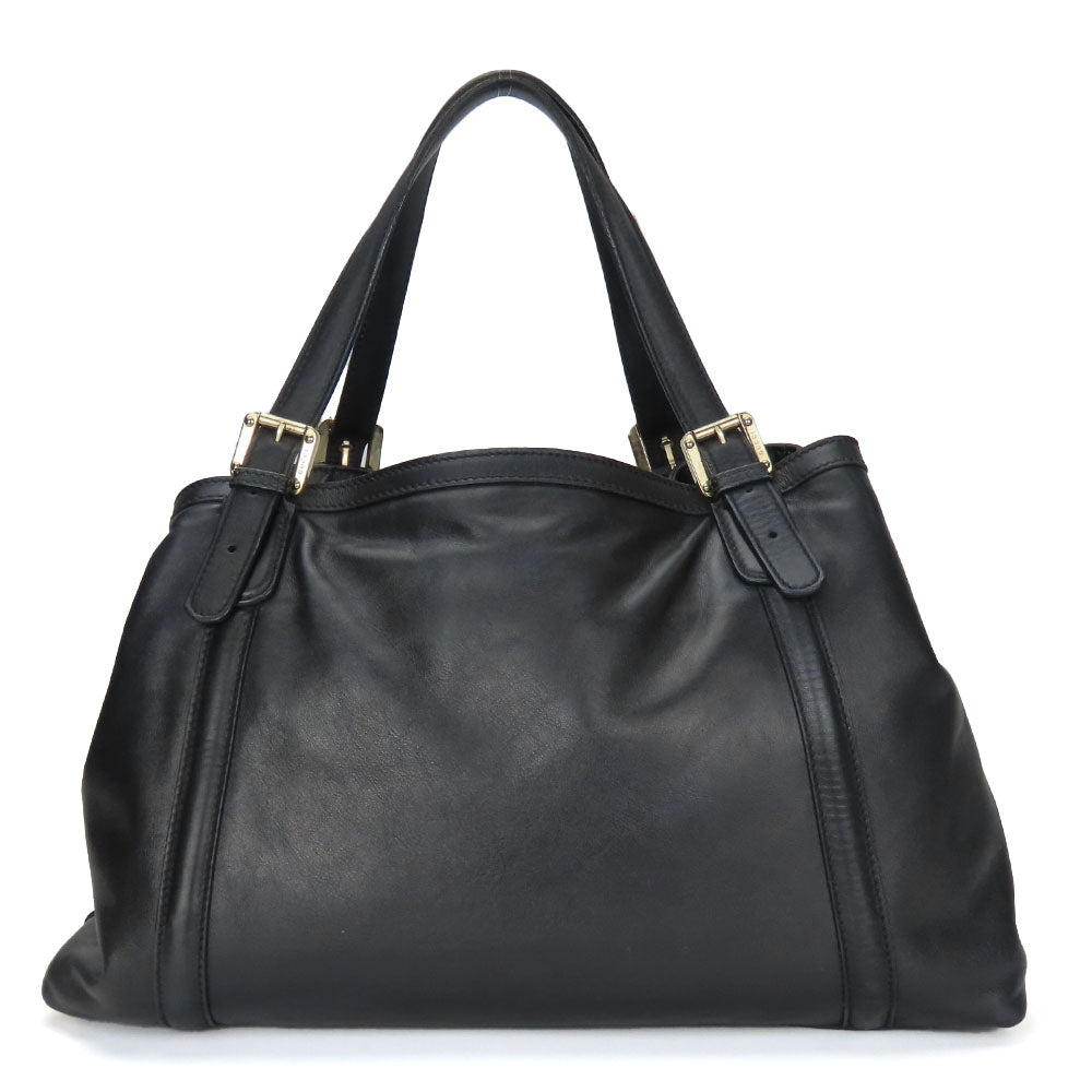 GUCCI Tote Bag 162094 leather black Newbrit Double G Women Used Authentic