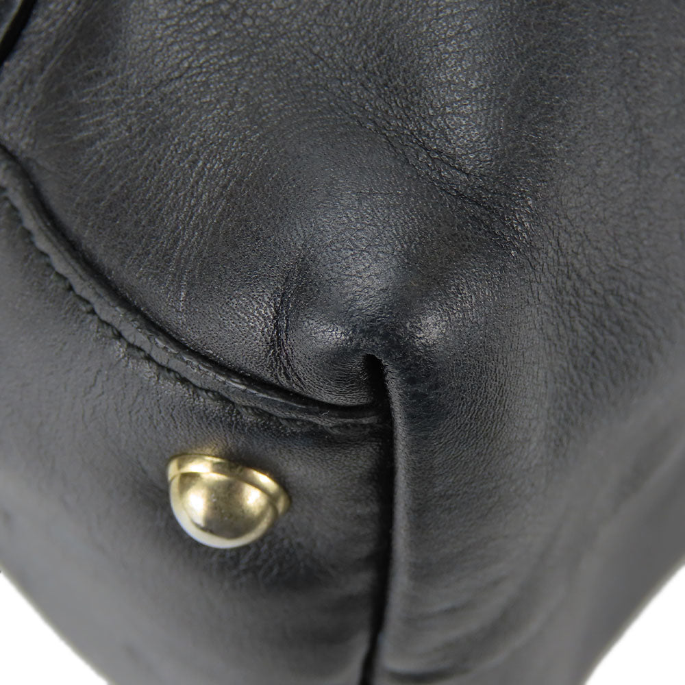 GUCCI Tote Bag 162094 leather black Newbrit Double G Women Used Authentic