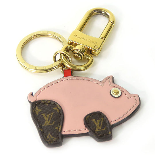 LOUIS VUITTON key ring M67402 Monogram, Leather pink Pig Portocre Super Station Women Used Authentic